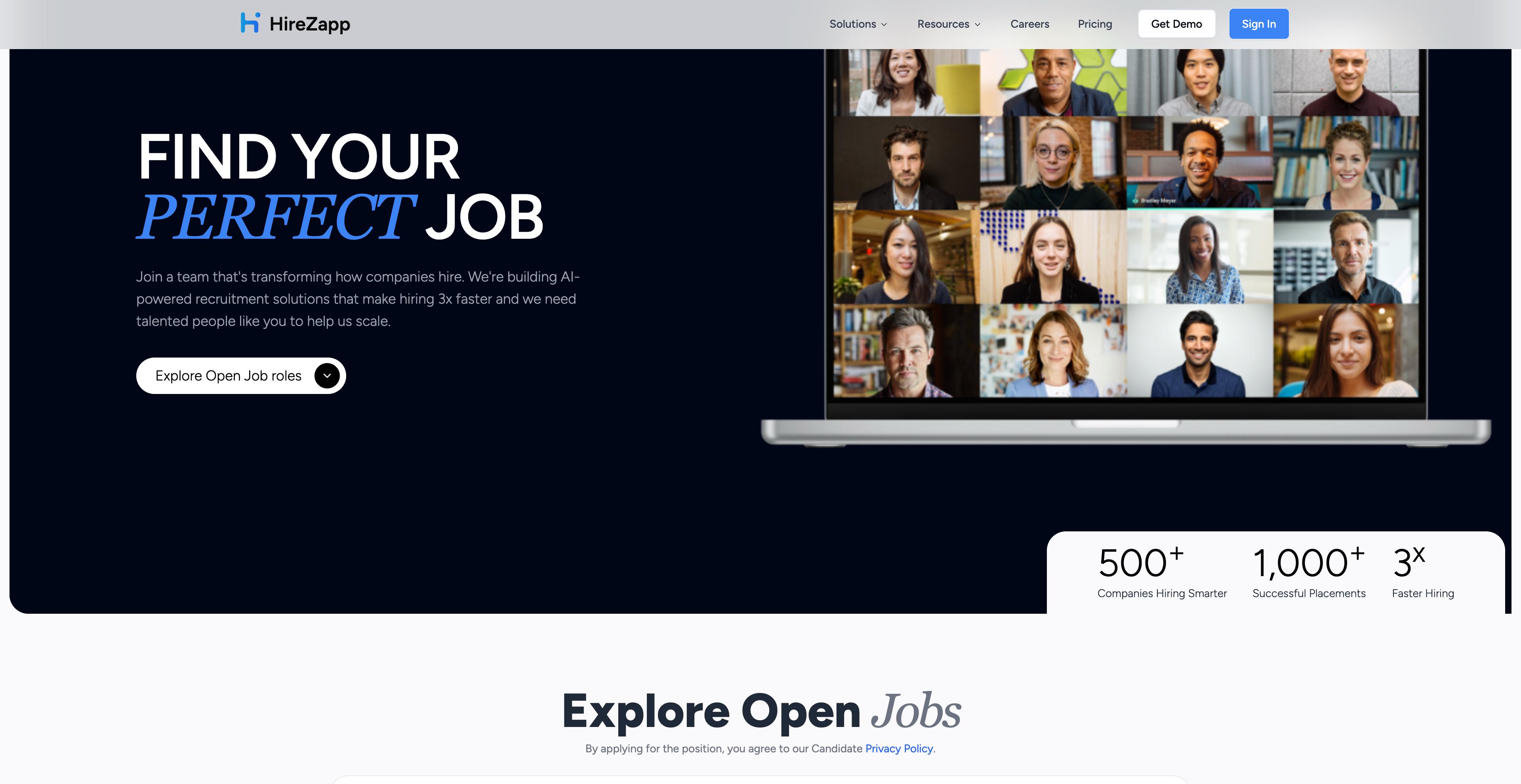 Employer branding experience mockup