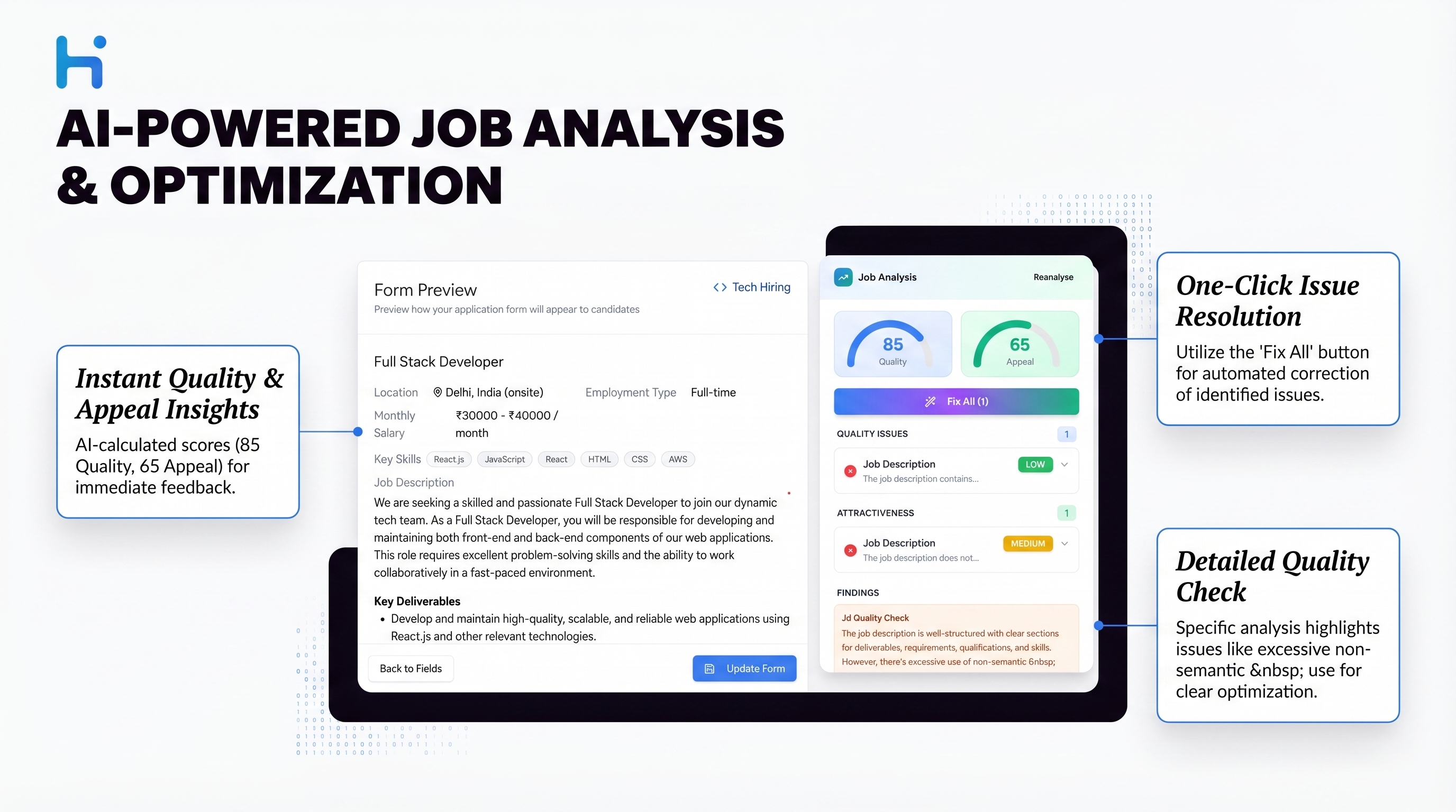 ATS dashboard with applicant table and status filters
